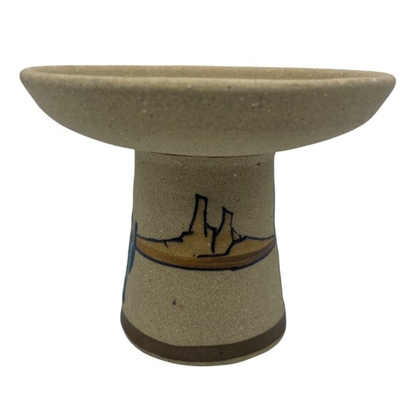 Handcrafted Pottery Candle Holder Painted Desert Motif & Cactus Southwest Design - Picture 14 of 14